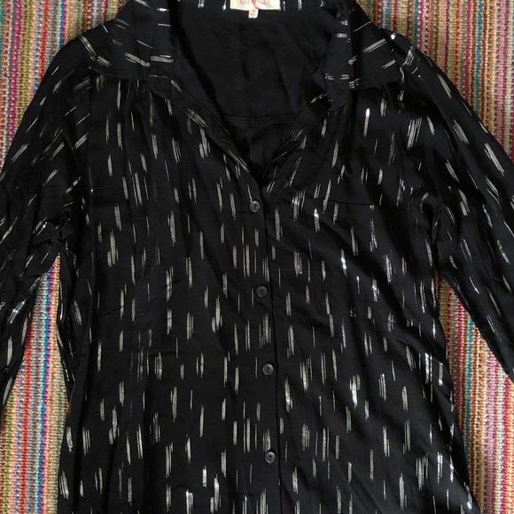 Black and Silver Flowy Blouse - Picture 1 of 5